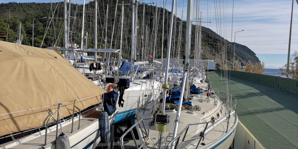 Sagarena surrounded by many sailing yachts