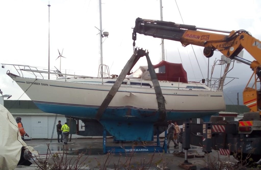 Damaged Yacht beside Sagarena